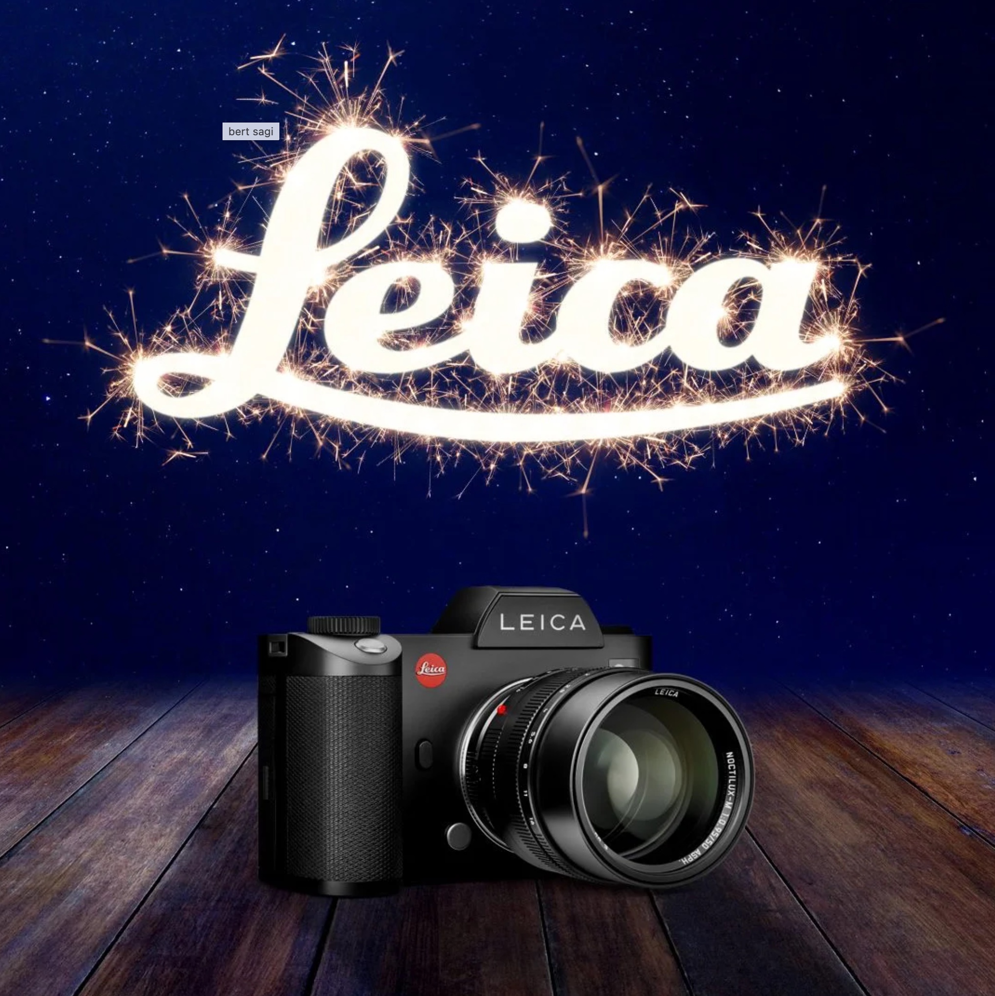 Leica sparkler wordmark and camera